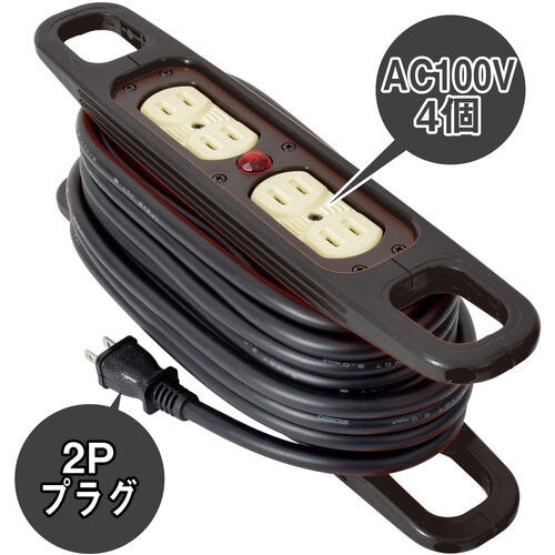 ＮＩＣＨＩＤＯ　ハンドリール　１００Ｖ　２芯×１０ｍ　黒