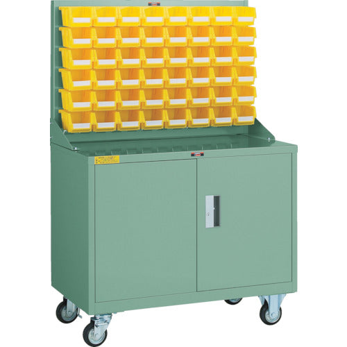 ＴＲＵＳＣＯ　パネルコンテナラック　移動式保管庫付　コンテナ小Ｘ４８