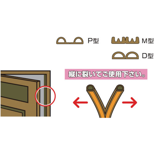 光　戸当りクッションテープ　Ｍ型茶　２．４ｍ