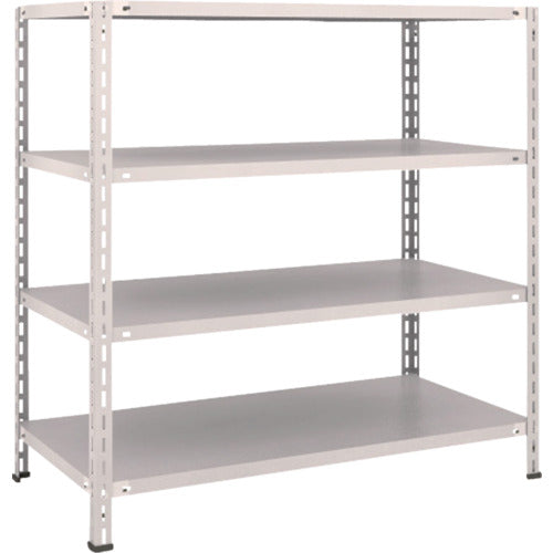 ＴＲＵＳＣＯ　スチールラック　軽量棚　中棚ボルトレス型１２００Ｘ６００Ｘ１２００　４段　ネオグレー