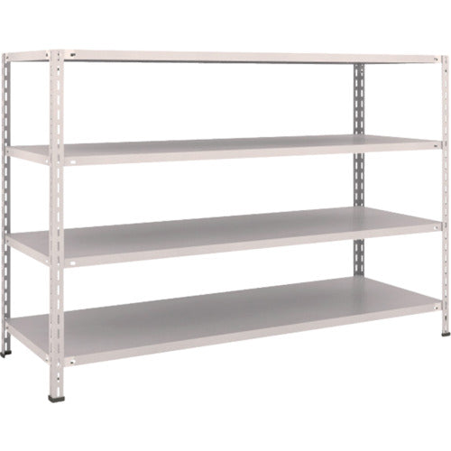ＴＲＵＳＣＯ　スチールラック　軽量棚　中棚ボルトレス型１８００Ｘ６００Ｘ１２００　４段　ネオグレー