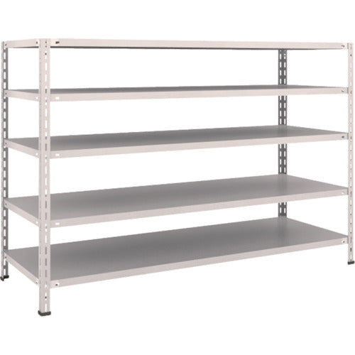 ＴＲＵＳＣＯ　スチールラック　軽量棚　中棚ボルトレス型１８００Ｘ６００Ｘ１２００　５段　ネオグレー