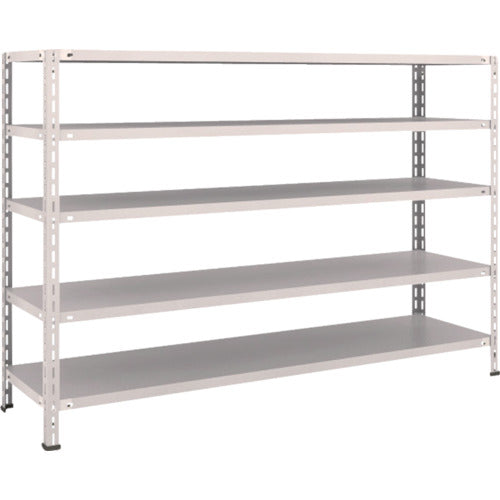 ＴＲＵＳＣＯ　スチールラック　軽量棚　中棚ボルトレス型１８００Ｘ４５０Ｘ１２００　５段　ネオグレー