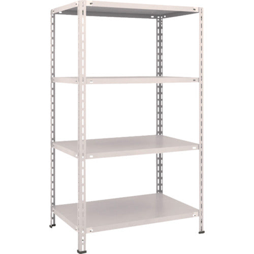 ＴＲＵＳＣＯ　スチールラック　軽量棚　中棚ボルトレス型　８７５Ｘ６００Ｘ１５００　４段　ネオグレー