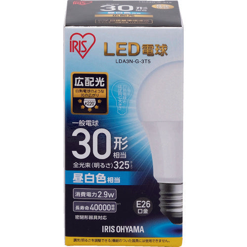 ＩＲＩＳ　５６７９４３　ＬＥＤ電球　Ｅ２６広配光タイプ　３０形相当　昼白色　３２５ｌｍ