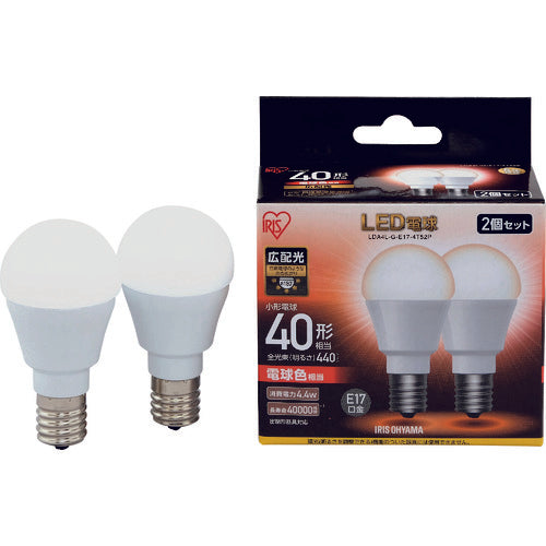 ＩＲＩＳ　５６７９７８　ＬＥＤ電球２個セット　Ｅ１７広配光タイプ　４０形相当　電球色