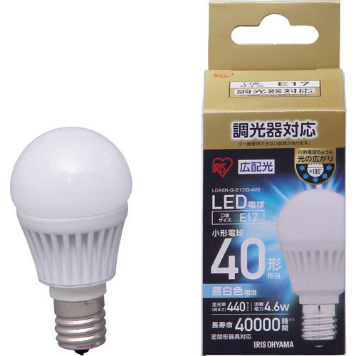 ＩＲＩＳ　５６７９８３　ＬＥＤ電球　Ｅ１７広配光タイプ　調光器対応　４０形相当　昼白色