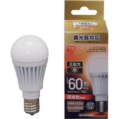 ＩＲＩＳ　５６７９８６　ＬＥＤ電球　Ｅ１７広配光タイプ　調光器対応　６０形相当　電球色