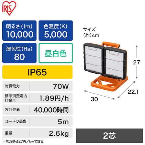 ＩＲＩＳ　５３７８５９　ＰＲＯＬＥＤＳ　ＬＥＤワークライトワイドパネル（防水仕様）ベースタイプ　ＬＷＴ−１００００Ｂ−ＷＰ