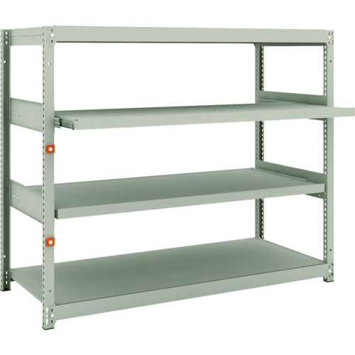 ＴＲＵＳＣＯ　スチールラック　Ｍ１．５型軽中量棚　１４６０Ｘ５９５ＸＨ１２００　４段うちスライド２段　単体