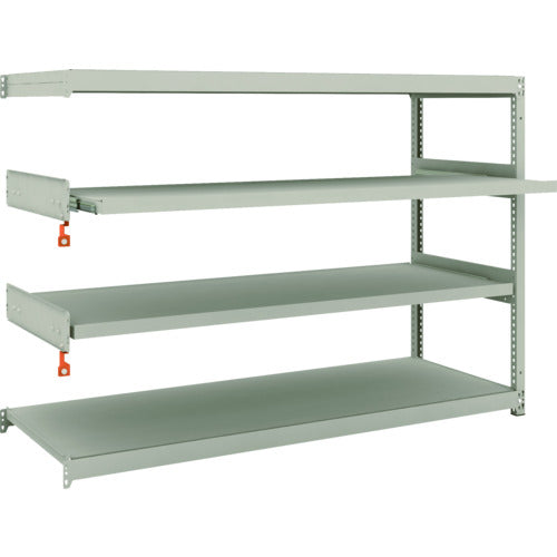 ＴＲＵＳＣＯ　スチールラック　Ｍ１．５型軽中量棚　１７６０Ｘ５９５ＸＨ１２００　４段うちスライド２段　連結