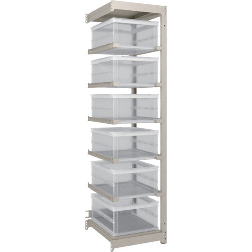 ＴＲＵＳＣＯ　スチールラック　Ｍ１．５型　オリコン保管タイプ　Ｈ１８００ＸＷ４３０ＸＤ５９５　ＴＳＫ−О３０Ｂ透明Ｘ６個付　連結