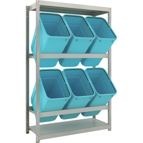 ＴＲＵＳＣＯ　スチールラック　ゴミ箱ラック　Ｍ１．５型　Ｈ１８００ＸＷ１１６０ＸＤ４４５　２段　ＲＢＫ−７０　６個付