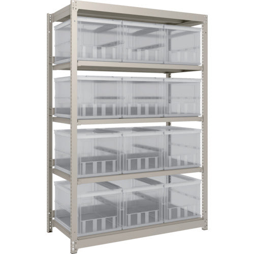 ＴＲＵＳＣＯ　スチールラック　Ｍ１．５型　オリコン保管タイプ　Ｈ１８００ＸＷ１１６０ＸＤ５９５　ＴＳＫ−О５０Ｂ透明Ｘ１２個付