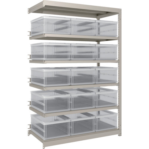 ＴＲＵＳＣＯ　スチールラック　Ｍ１．５型　オリコン保管タイプ　Ｈ１８００ＸＷ１１６０ＸＤ５９５　ＴＳＫ−О３０Ｂ透明Ｘ１５個付　連結