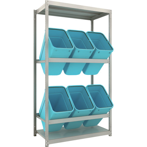 ＴＲＵＳＣＯ　スチールラック　ゴミ箱ラック　Ｍ１．５型　Ｈ２１００ＸＷ１１６０ＸＤ５９５　２段　ＲＢＫ−７０　６個付