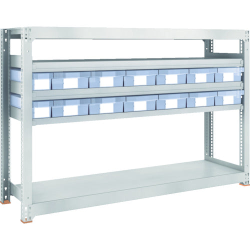 ＴＲＵＳＣＯ　スチール製中量ボルトレス棚　Ｍ３型　樹脂透明引出付　Ｗ１８００×Ｄ４７１×Ｈ１２００　小×２・大×１２