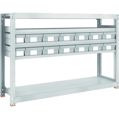 ＴＲＵＳＣＯ　スチール製中量ボルトレス棚　Ｍ３型　樹脂ネオグレー引出付　Ｗ１８００×Ｄ４７１×Ｈ１２００　小×２・大×１２