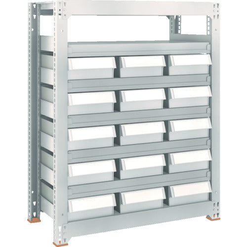 ＴＲＵＳＣＯ　スチール製中量ボルトレス棚　Ｍ３型　樹脂ネオグレー引出付　Ｗ１８００×Ｄ４７１×Ｈ１２００　小×５・大×３０