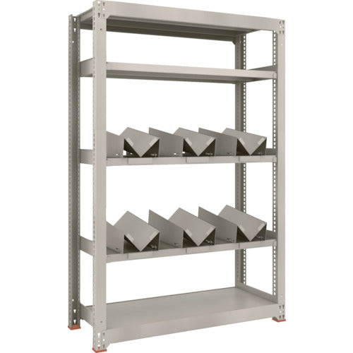 ＴＲＵＳＣＯ　一斗缶ラック　スチールラック　Ｍ３型中量棚　Ｗ１２００×Ｄ４７１×Ｈ１８００　５段　単体　缶受×６付