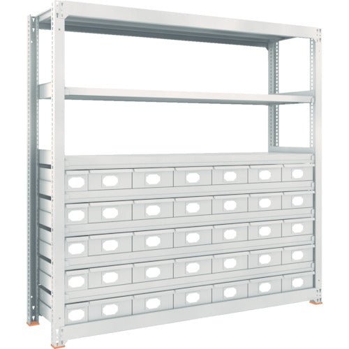 ＴＲＵＳＣＯ　スチール製中量ボルトレス棚　Ｍ３型　スチール引出付　Ｗ１８００×Ｄ４７１×Ｈ１８００　小×５・大×３０
