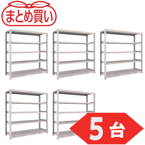 ＴＲＵＳＣＯ　【まとめ買い】スチールラック　Ｍ３型中量棚　１８００Ｘ５７１ＸＨ１８００　５段　単体　ネオグレー　５台まとめ買い