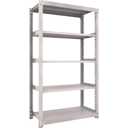 ＴＲＵＳＣＯ　スチールラック　Ｍ３型中量棚　１５００Ｘ４７１ＸＨ２１００　５段　単体　免震樹脂ベース付　ネオグレー