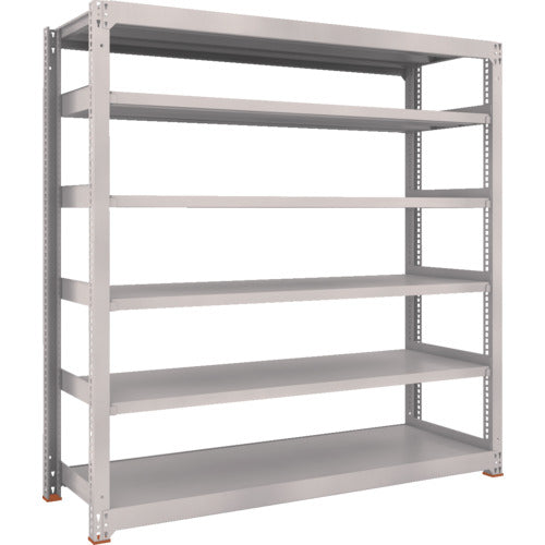 ＴＲＵＳＣＯ　スチールラック　Ｍ５型中量棚　１８００Ｘ４７１ＸＨ１２００　６段　単体　免震樹脂ベース付　ネオグレー　ネオグレー