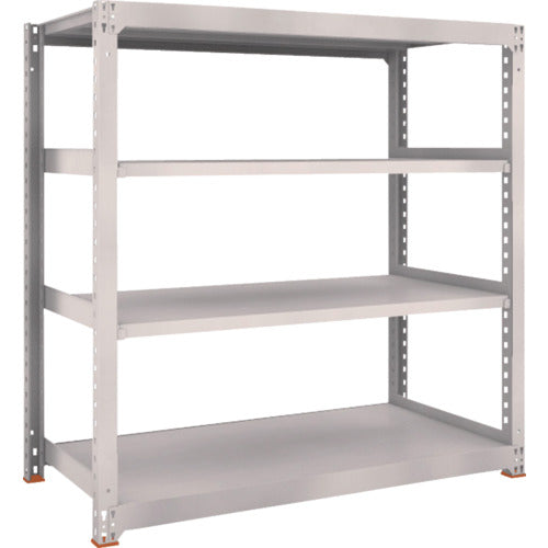 ＴＲＵＳＣＯ　スチールラック　Ｍ５型中量棚　１５００×７２１×Ｈ１５００　４段　単体　免震樹脂ベース付　ネオグレー　ネオグレー