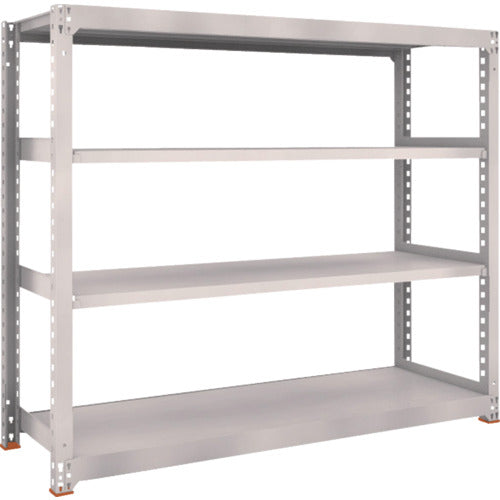 ＴＲＵＳＣＯ　スチールラック　Ｍ５型中量棚　１８００×５７１×Ｈ１５００　４段　単体　免震樹脂ベース付　ネオグレー　ネオグレー