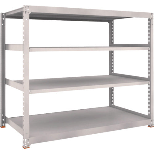 ＴＲＵＳＣＯ　スチールラック　Ｍ５型中量棚　１８００×９２１×Ｈ１５００　４段　単体　免震樹脂ベース付　ネオグレー　ネオグレー