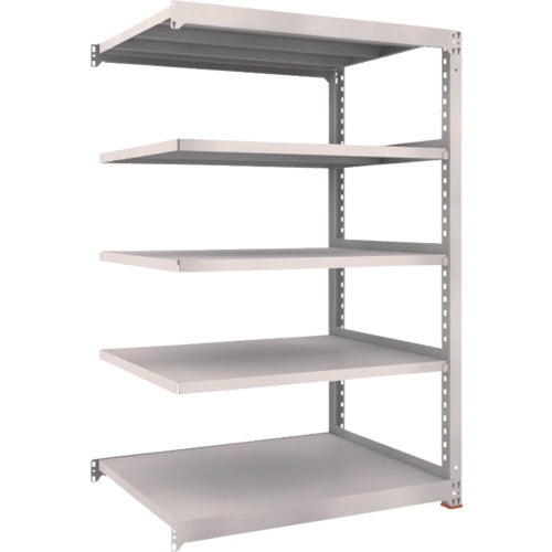 ＴＲＵＳＣＯ　スチールラック　Ｍ５型中量棚　１２００×９２１×Ｈ１８００　５段　連結　免震樹脂ベース付　ネオグレー　ネオグレー