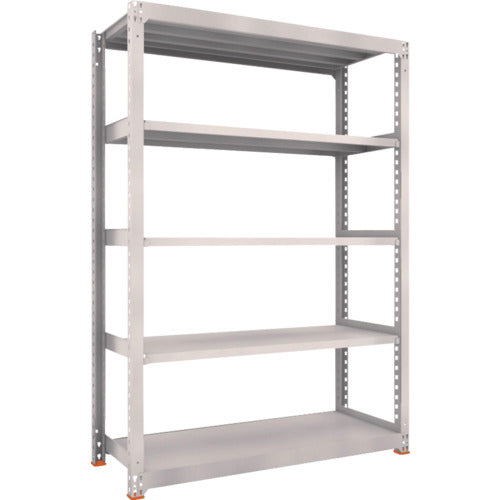 ＴＲＵＳＣＯ　スチールラック　Ｍ５型中量棚　１５００Ｘ５７１ＸＨ２１００　５段　単体　免震樹脂ベース付　ネオグレー　ネオグレー