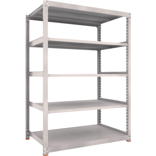 ＴＲＵＳＣＯ　スチールラック　Ｍ５型中量棚　１５００Ｘ９２１ＸＨ２１００　５段　単体　免震樹脂ベース付　ネオグレー　ネオグレー