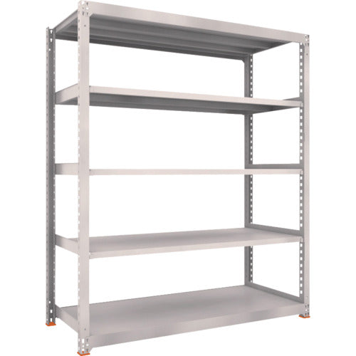 ＴＲＵＳＣＯ　スチールラック　Ｍ５型中量棚　１８００Ｘ７２１ＸＨ２１００　５段　単体　免震樹脂ベース付　ネオグレー　ネオグレー