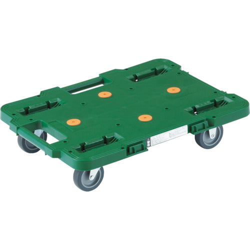 ＴＲＵＳＣＯ　樹脂製平台車　ルートバン　４００Ｘ６００　緑