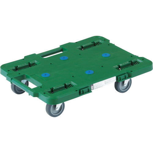 ＴＲＵＳＣＯ　樹脂製平台車　ルートバン　４００Ｘ６００　４輪自在　緑