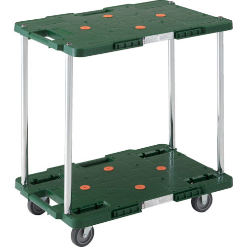 ＴＲＵＳＣＯ　樹脂製台車　ルートバン　２段式　４００Ｘ６００　緑