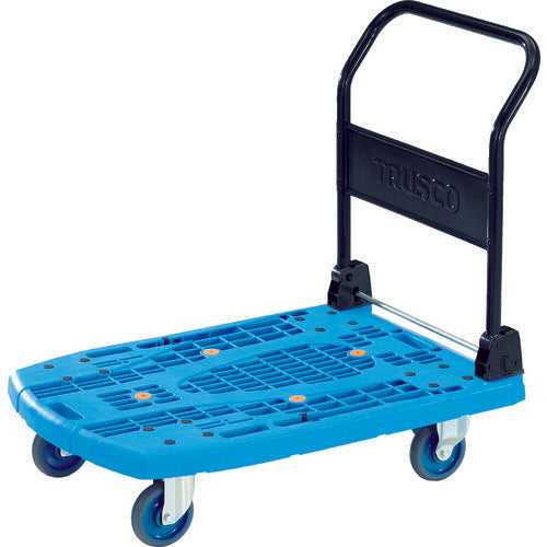 ＴＲＵＳＣＯ　樹脂台車　カルティオビッグ　折畳　９００Ｘ６００　ストッパー付　青