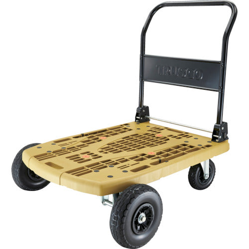 ＴＲＵＳＣＯ　樹脂台車　カルティオビッグオフロード　９００Ｘ６００　ノーパンクタイヤ　　オリーブ