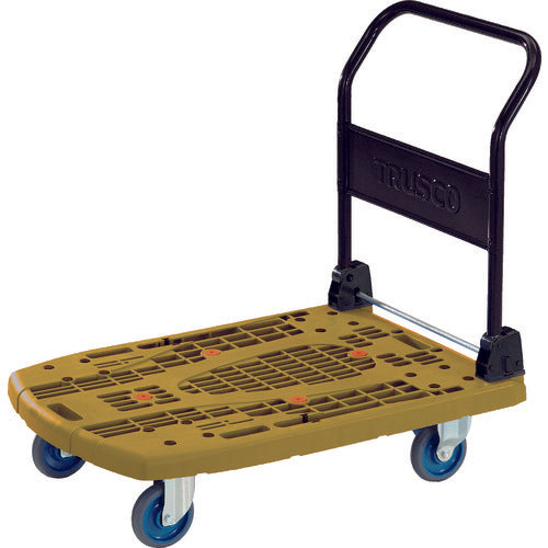 ＴＲＵＳＣＯ　樹脂台車　カルティオビッグ　折畳　９００Ｘ６００　ストッパー付　オリーブ