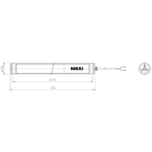 ＮＩＫＫＩ　筒形防水ＬＥＤ照明　ＡＣ１００〜２４０Ｖ（３ｍコード付き）