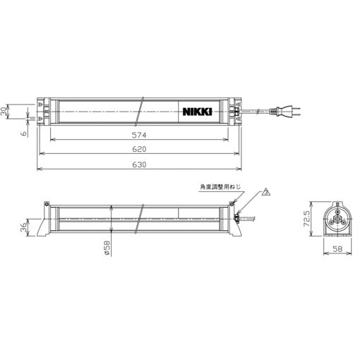 ＮＩＫＫＩ　防水型ＬＥＤリニアライト　ＡＣ１００〜１２０Ｖ（２ｍコードプラグ付き）２０００ｌｍ