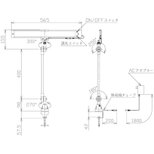 ＮＩＫＫＩ　クランプ固定式ＬＥＤ面発光型ライト　２１Ｗ　ＡＣ１００Ｖ