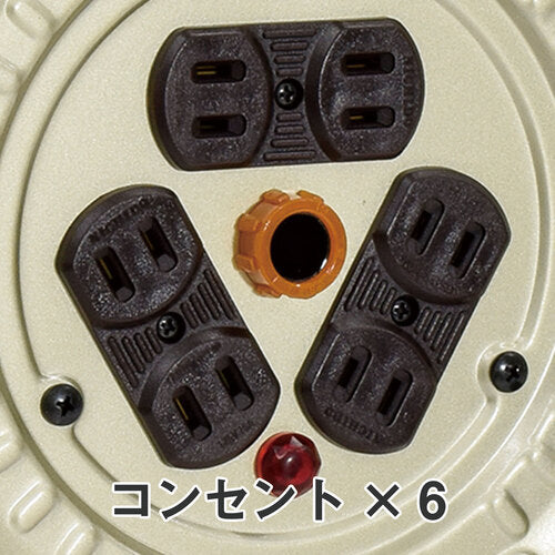ＮＩＣＨＩＤＯ　電工ドラム　１００Ｖ　アースなし　２０ｍ　コンセント個数６個