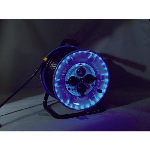 ＮＩＣＨＩＤＯ　電工ドラム　防雨型ＬＥＤラインドラム　青　漏電保護専用　３０ｍ