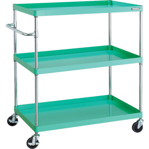 ＴＲＵＳＣＯ　ツールワゴン　フェニックスワゴン　省音　１０００Ｘ６５０ＸＨ１２００　３段　ヤンググリーン