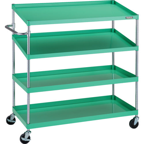 ＴＲＵＳＣＯ　ツールワゴン　フェニックスワゴン　省音　１２００Ｘ６００ＸＨ１３００　２段　傾斜２段付　ヤンググリーン
