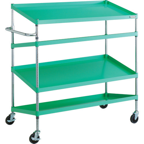 ＴＲＵＳＣＯ　ツールワゴン　フェニックスワゴン　省音　１２００Ｘ６００ＸＨ１３００　傾斜付　ヤンググリーン