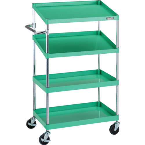 ＴＲＵＳＣＯ　ツールワゴン　フェニックスワゴン　省音　７５０Ｘ５００ＸＨ１３００　２段　傾斜２段付　ヤンググリーン